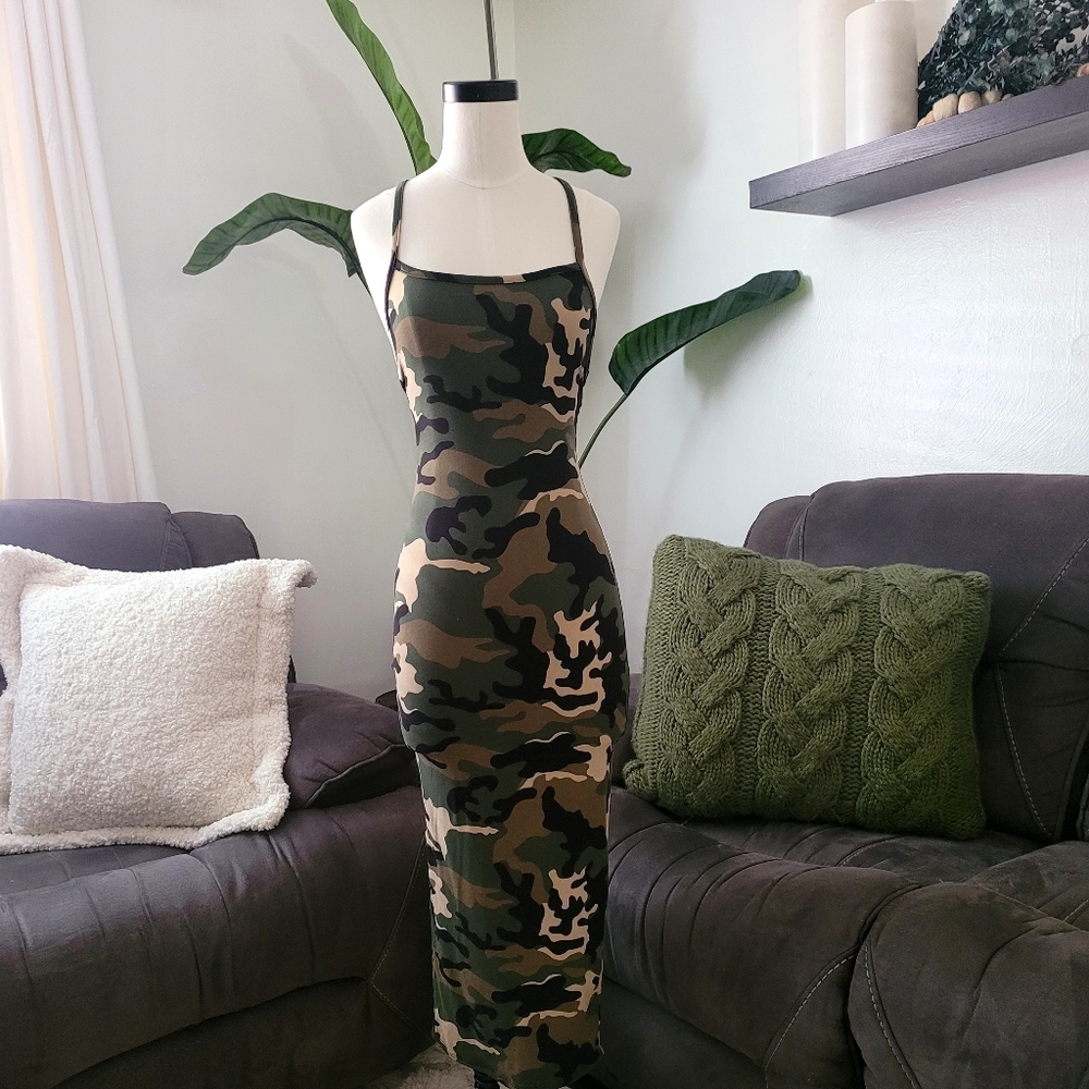 Camo Cotton fitted Dress